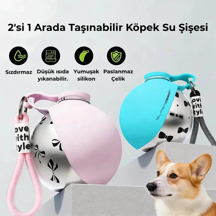 Luvelis 2'si 1 Arada Taşınabilir Su Şişesi - Sızdırmaz & Paslanmaz