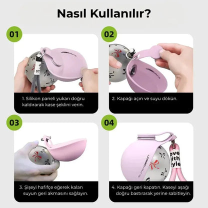 Luvelis 2'si 1 Arada Taşınabilir Su Şişesi - Sızdırmaz & Paslanmaz